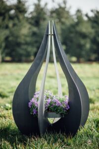 Bloembak of vuurkorf druppel, Tuinontwerp, tuinieren, plantenbak, bloemen, planten, tuinarchitect, tuinaanleg, siebendesign