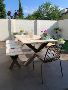 Stalen Onderstel Tuintafel En Tuinbank Op Maat, Siebendesign.nl, Tuinset Met Stalen Onderstel.